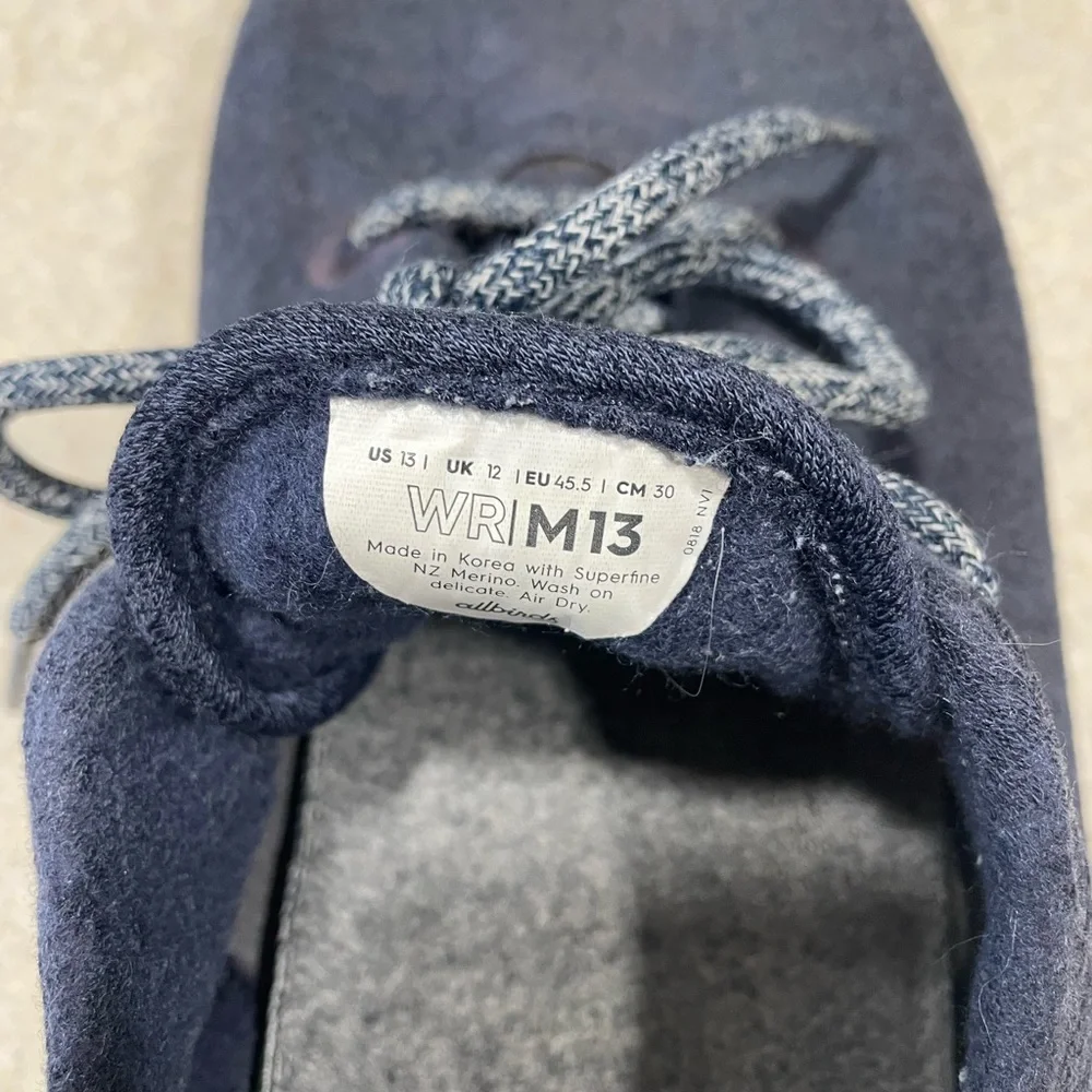 Allbirds Wool Runners Running Shoes Blue Men's 13 Merino Wool Lace Up Low Top